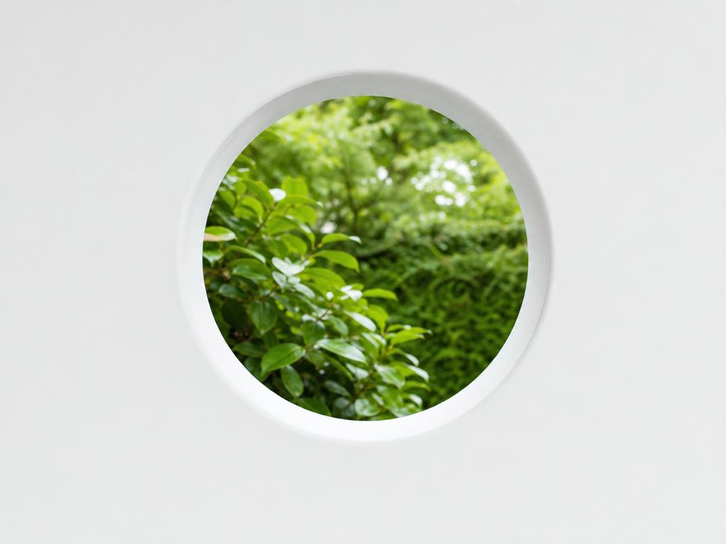 A clean 7-inch core-drilled hole through a white painted interior wall, with greenery visible outside